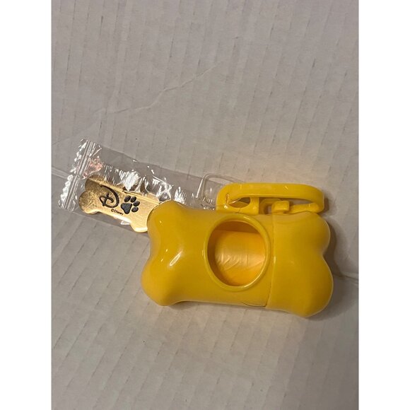 Disney Pluto Blue Drawstring Bag Yellow Bone Poop Bag Holder Gold Dog Tag Charm - Picture 4 of 10